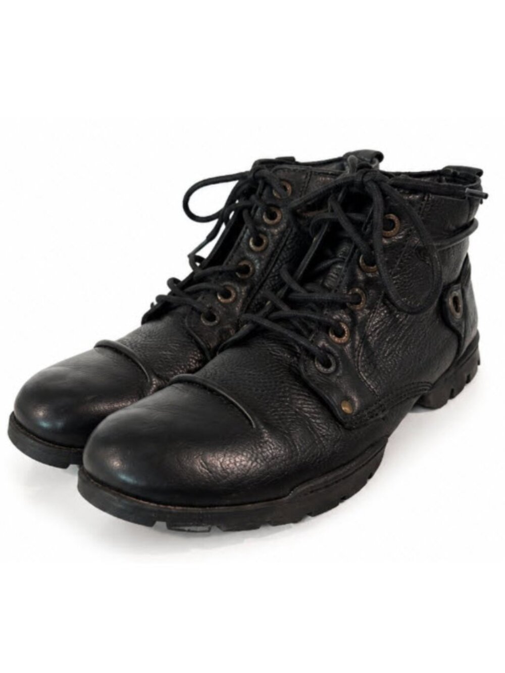 Kickers Black Leather Lace-Up Ankle Boots Vintage Rugged EU41 Men's Combat Style